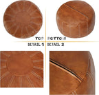 Thgonwid Unstuffed Moroccan Faux Leather Pouf Ottoman - Image 7