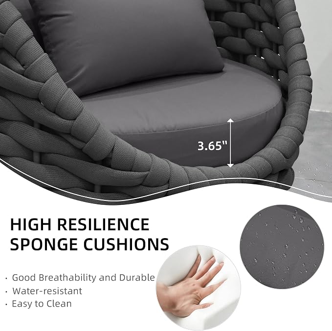 TWT Aluminum Outdoor Patio Furniture Set, Dark Grey - Image 3
