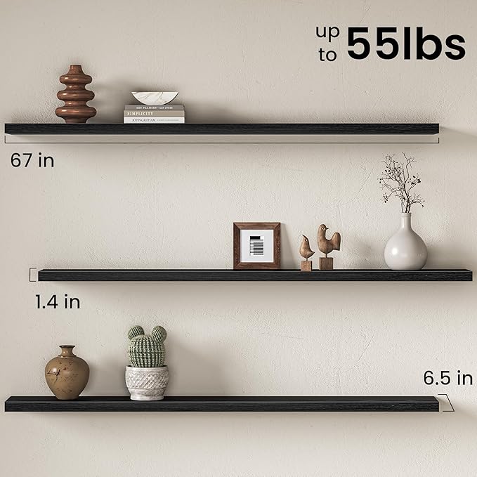 Fun Memories 67 Inch Fireplace Mantel Shelf, Deep Floating Shelves - Image 3
