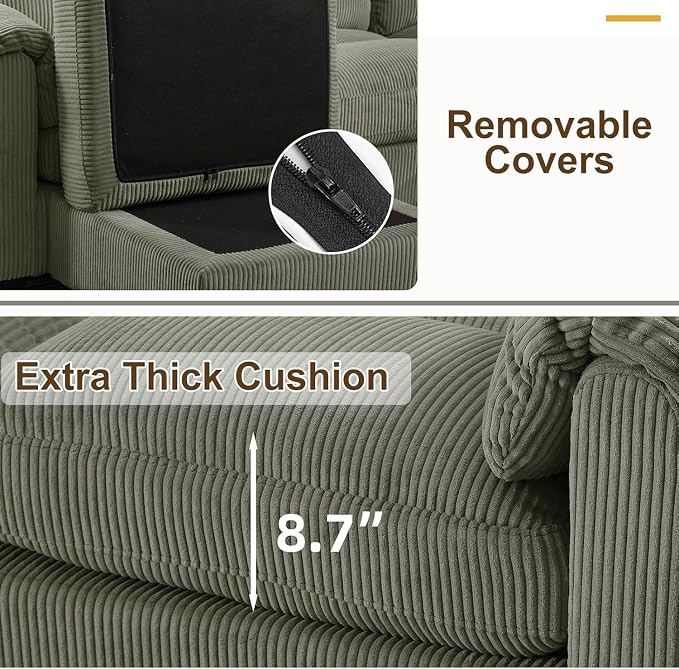 HAOMARKETS Corduroy Sofa Set, Upholstered Armchair Set of 2 and Loveseat - Image 5