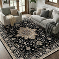 RELEANY Area Rugs 6'x8' Washable Non-Slip, Floral Vintage Distress Print by RELEANY