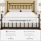SHA CERLIN 14" King Size Metal Platform Bed Frame/Victorian Headboard and - Image 7