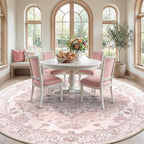 RELEANY Area Rugs Round 10ft Washable Non-Slip, Floral Vintage Distress Print - Image 3