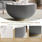 Round Marble Coffee Table Set of 2, 2 Piece White Coffee Table and End Table - Image 4