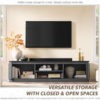 70" Fluted TV Stand for TVs Up to 80", Mid Century Modern Entertainment Center - Image 5