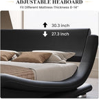 SHA CERLIN Queen Size Upholstered Bed Frame, Deluxe Low Profile Sleigh Bed - Image 4