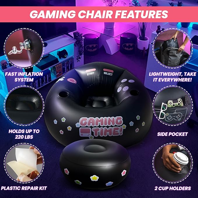 FranFusion Inflatable Pink Gaming Chair - Image 4