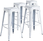 Flash Furniture Kai Commercial Grade 4 Pack 30" High Backless Distressed White by FlashFurniture