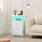 Vagusicc Night Stand with Charging Station, LED Nightstand - Image 8