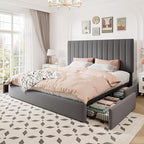 Allewie King Size Storage Bed Frame, Vertical Channel Tufted Adjustable - Image 9