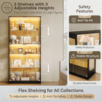 Display Cabinet with Glass Doors & LED Lights, 5 Tier Lighted Display Case - Image 6