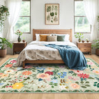 Area Rug Living Room Rugs: Floral 5x7 Washable Rug Vintage Soft Boho Non-Slip - Image 3
