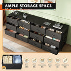 WLIVE 75.5'' Black Dresser for Bedroom, TV Stand for 85, 65 Inch TV, 12 Drawer - Image 5