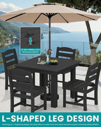 SERWALL Outdoor Dining Set for 4, HDPE Square Table and Chairs Set All Weather - Image 5