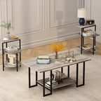 AWQM Faux Marble Table Set, Coffee Table & 2 Side Table, Faux Marble Tabletop by AWQM