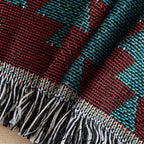 VClife Boho Couch Cover Soft Cotton Linen Blue Red Gray Triangle Plaid - Image 9