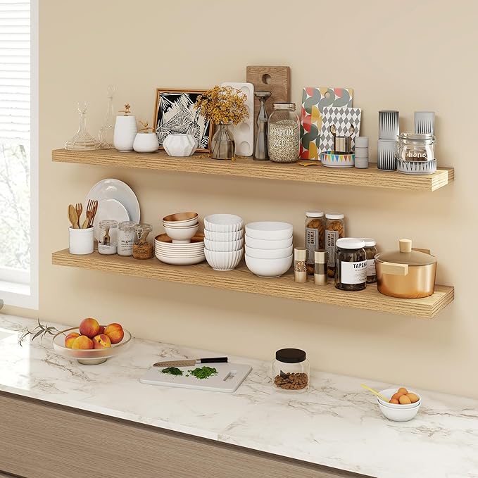 Acovy 55 Inch Floating Shelves, 9.3" Deep Floating Shelf Wall Mounted, Rustic - Image 2