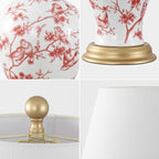 JONATHAN Y 24" White/Red French Country Ceramic Floral Urn Table Lamp, - Image 6
