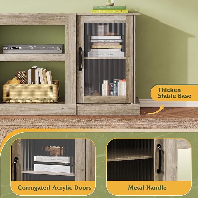 WLIVE Farmhouse TV Stand for 65 inch TV, Open Shelves TV Console for Living - Image 5