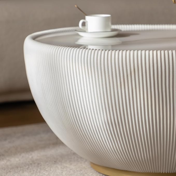 SSLine Bowl-Shape Coffee Table Set of 2 Modern Sintered Stone Top Nesting - Image 9