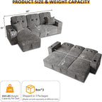 90 Inch Modular Sectional Sleeper Sofa Bed, 4 in 1 Pull Out Couch Bed - Image 3