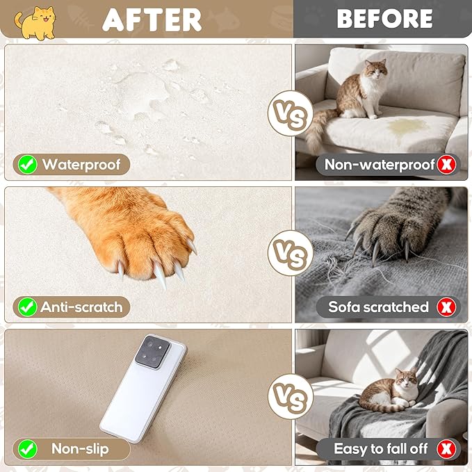 Loiion Velvet Sofa Cover, Ultra Soft Waterproof Non-Slip Couch Cover - Image 6