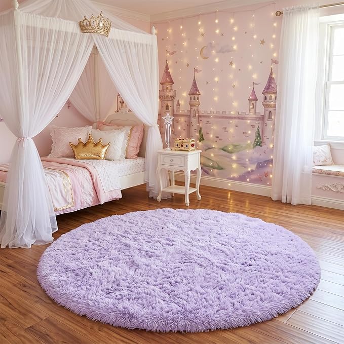 Amdrebio Light Purple Large Round Rugs 6Ft - Image 5