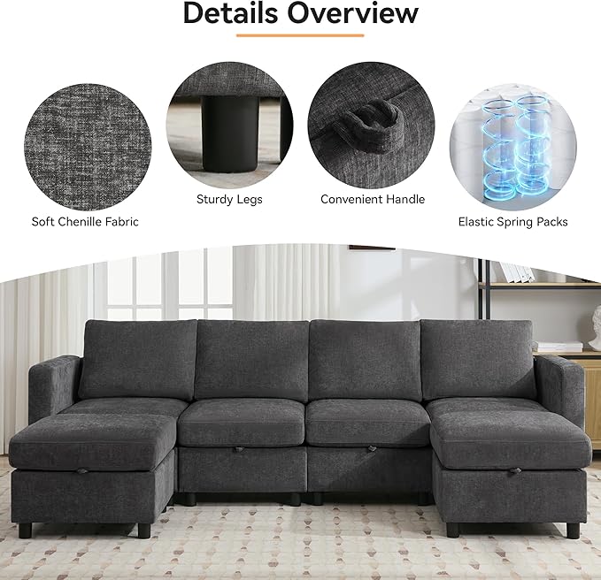 WUTUTUEE 58”Modular Sectional Loveseat Sofa, Modern Love Seat 2 Seater Sofa - Image 3