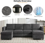 WUTUTUEE 58”Modular Sectional Loveseat Sofa, Modern Love Seat 2 Seater Sofa - Image 3