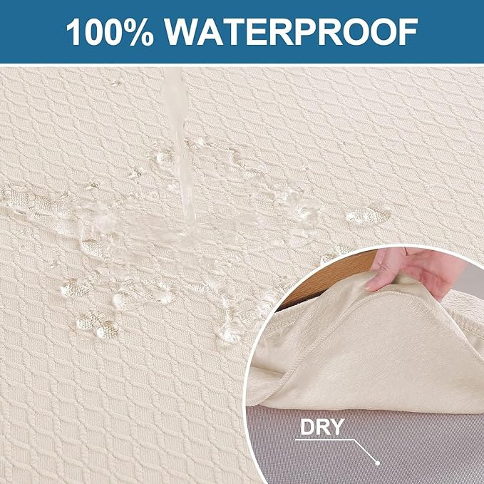 Smiry Waterproof Seat Covers for Dining Room Chairs Set of 8, Stretch Jacquard - Image 3
