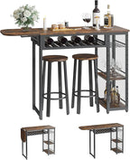 Bestier Bar Table and Chair Set, Expandable Dining Table - Image 8