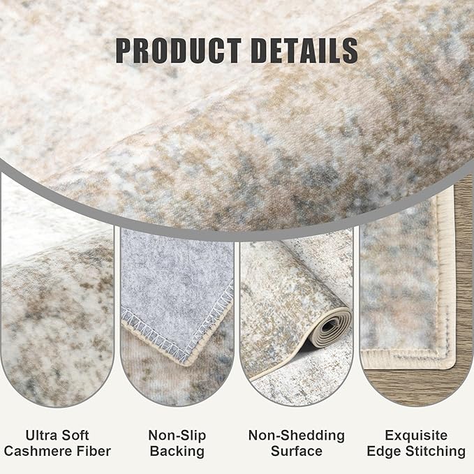 10x12 Area Rug Living Room Rug: Washable Modern Abstract Soft Thin Rug Indoor - Image 6