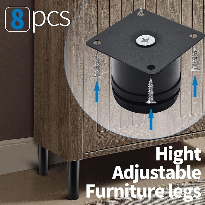 2 Inch Metal Furniture Legs Stainless Steel Adjustable Legs Black Metal Legs - Image 4