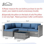 Patio Furniture Sets, 5 Piece Outdoor Sectional Sofas, Wicker Rattan Outdoor - Image 7