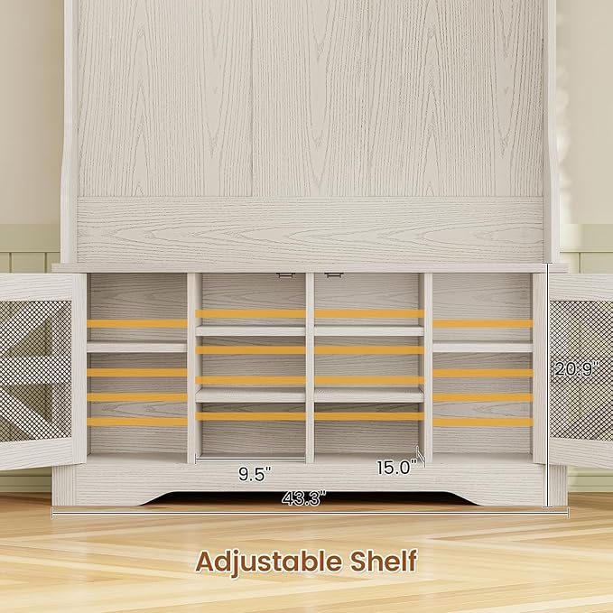 Itaar Hall Tree with Bench and Shoe Storage, 5-in-1 Entryway Bench with Coat - Image 7