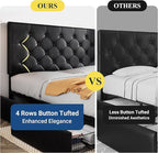 Allewie King Size Black Metal Faux Leather Platform Bed Frame - Image 10