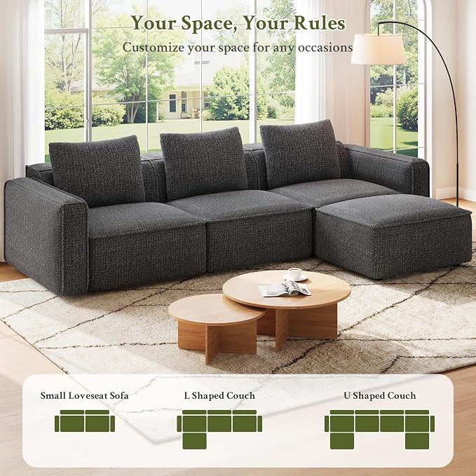 Welzona 103" Sectional Couch, Locked-in Modular Sectional Sofa, Wood Frame - Image 8