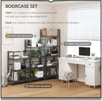 4NM No Assembly Folding Bookshelf Storage Shelves 3 Tiers Vintage Bookcase - Image 4