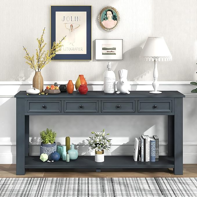 LKTART Solid Wood Console Table, Long Sofa Table Entryway Table - Image 2