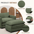 ROWHY Single Armchair with Ottoman, Modern Corduroy Cloud Couch with - Image 3