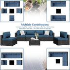 7 Pieces Outdoor Patio Sectional Sofa Couch, Wicker Furniture Patio - Image 8