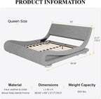 SHA CERLIN Queen Size Upholstered Bed Frame, Deluxe Low Profile Sleigh Bed - Image 2