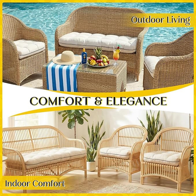 1 MIDDLE ONE Wicker Chair Cushions 3 Pieces Set - Image 6