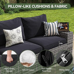 Aoxun Patio Furniture Set, Widen Armrests Wicker Outdoor Sectional - Image 3