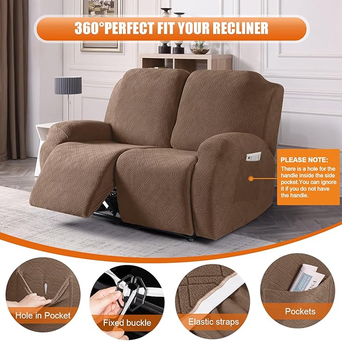 VANSOFY Oversized Recliner Cover, 2-Pieces Stretch Reclining Couch Cover - Image 5