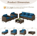 LOUVIXA 7 Piece Outdoor Patio Furniture Set, Rattan Chairs Glass Table Wicker - Image 2