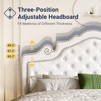 Allewie Queen Bed Frame with Adjustable Velvet Tiara Headboard, Upholstered - Image 3