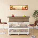 L-Shaped Home Bar Unit with Wine Glasses Holder and LED Light, Modern Bar Table - Image 4