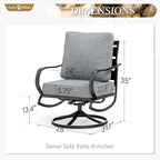 Sophia & William 2 Pieces Patio Furniture Sets Metal Sofa Chairs Patio Cushion - Image 7
