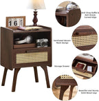 Lerliuo Rattan Nightstands Set of 2, Bedside Table - Image 6